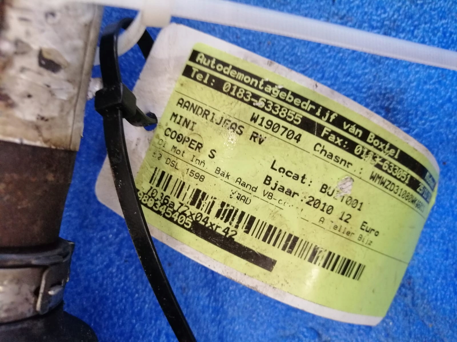 semi-axis MINI COOPER S 2010R right 1.6 DIESEL 9803454