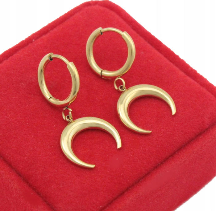 KOLCZYKI ZŁOTE KSIĘŻYCE MOON STAL CHIRURGICZNA