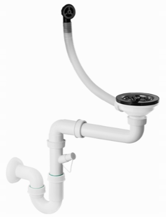 

Syfon Jednokomorowy Czarny Przyścienny Manualny