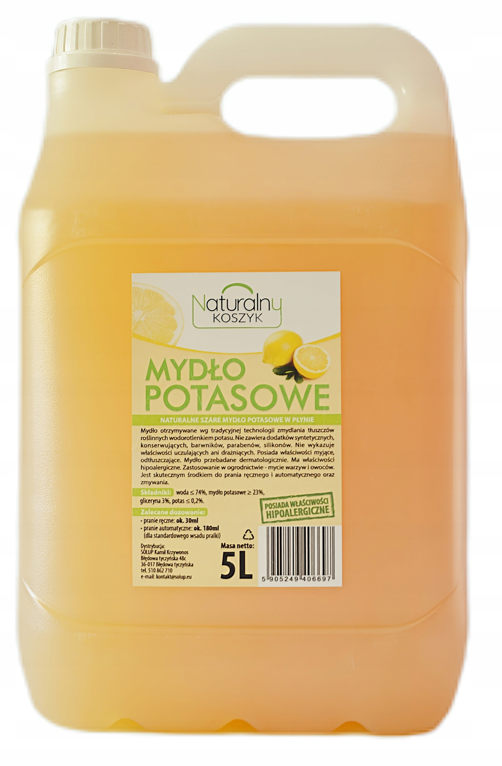 Mydło Potasowe W Płynie Szare Mydło Naturalne 5l