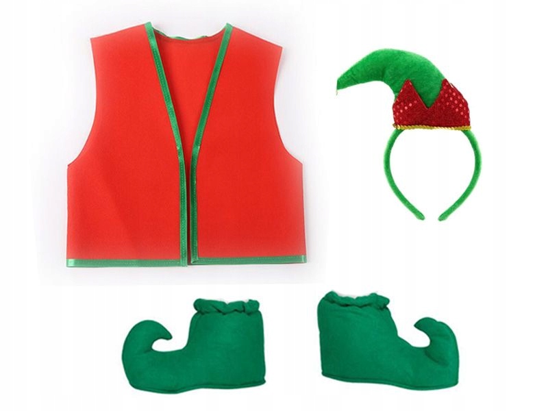 

Kostium Elf Czapka Elfa Buty Skrzata Zielony 3el