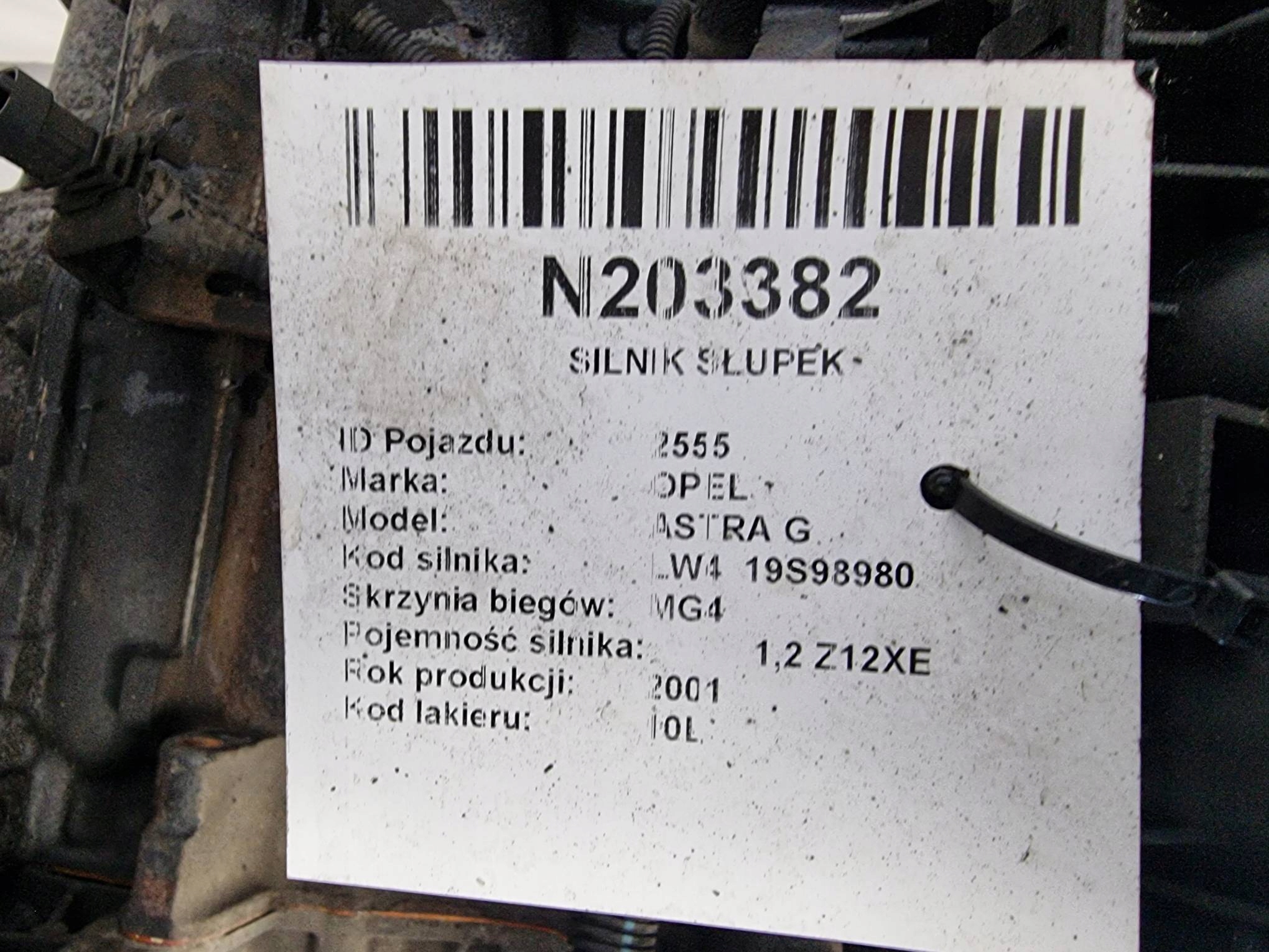 engine pillar Z12XE 1.2 65 KM OPEL ASTRA G