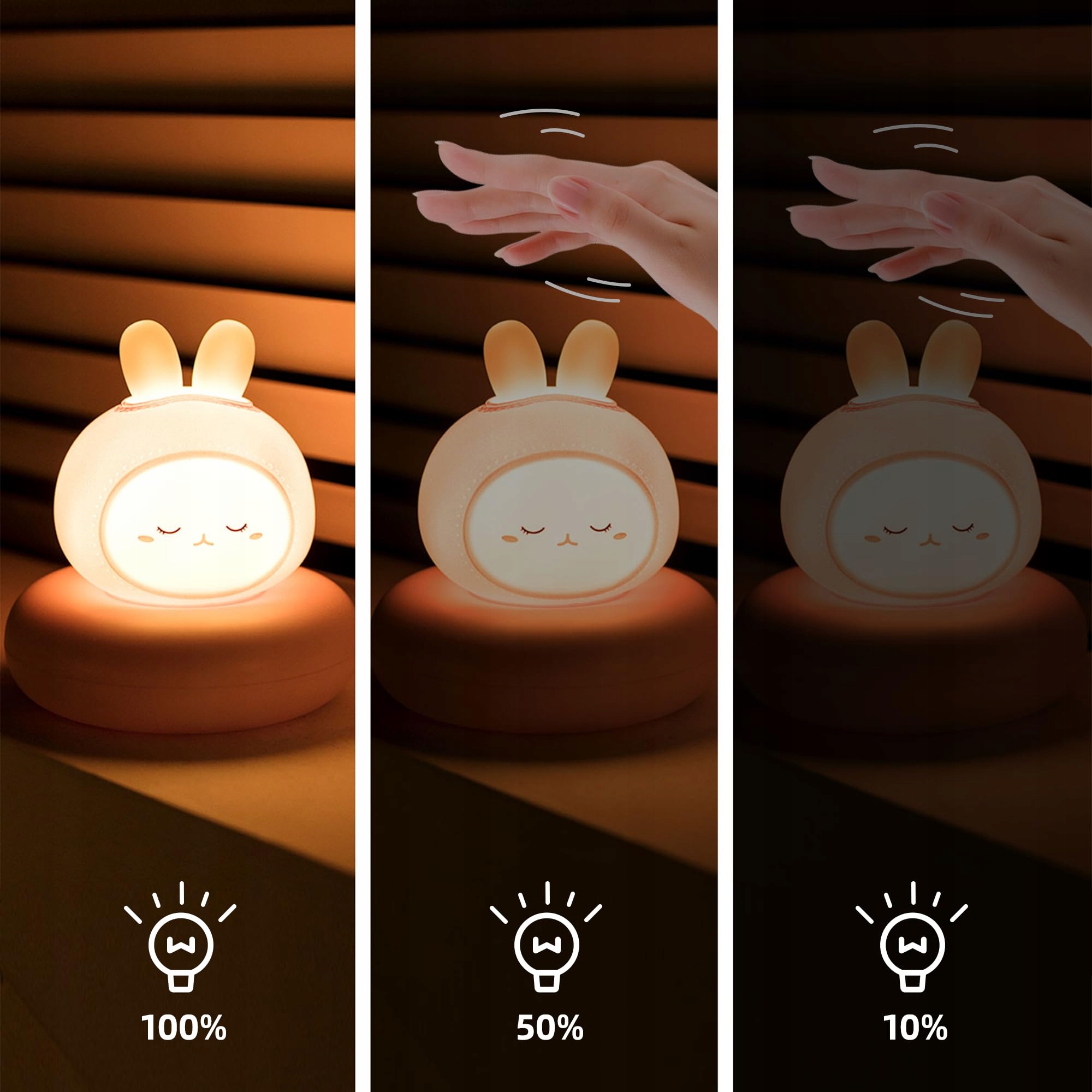 ANNMORE Lampka Nocna Dziecięca Zasilana Bateriami Królik Do Pokoju Dziecka — miniatura 2