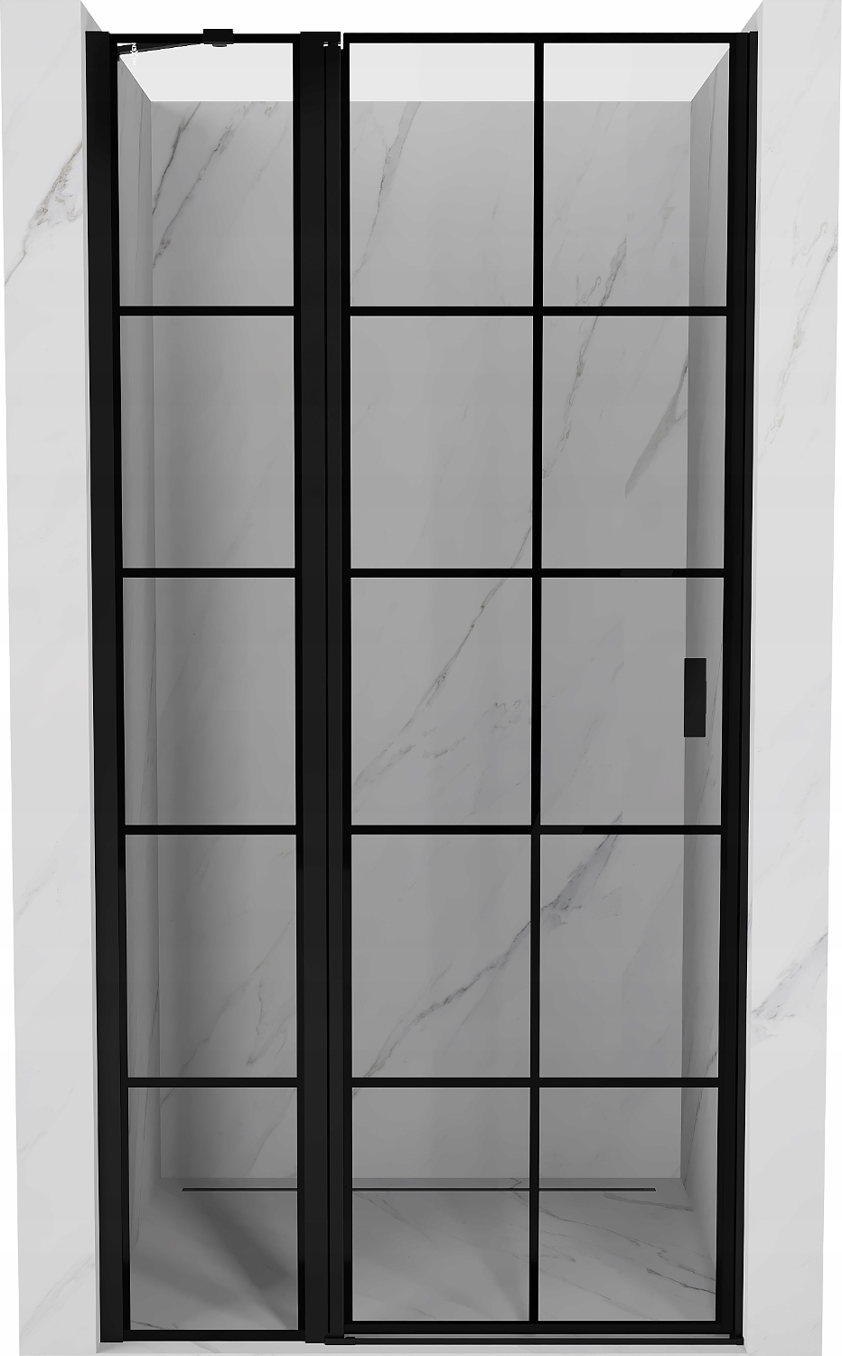 Mexen Mist Levé Sprchové Dveře 90 cm, Černá Mřížka, Černé