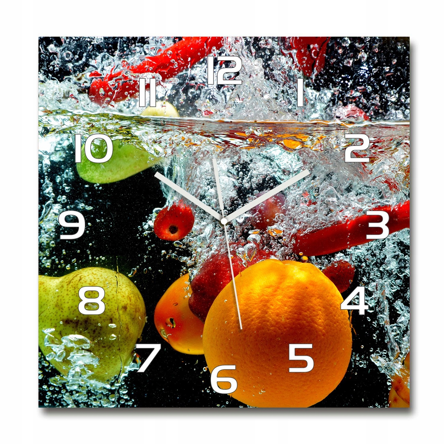 

Zegar ścienny ze szkła, duży Owoce pod wodą 60x60