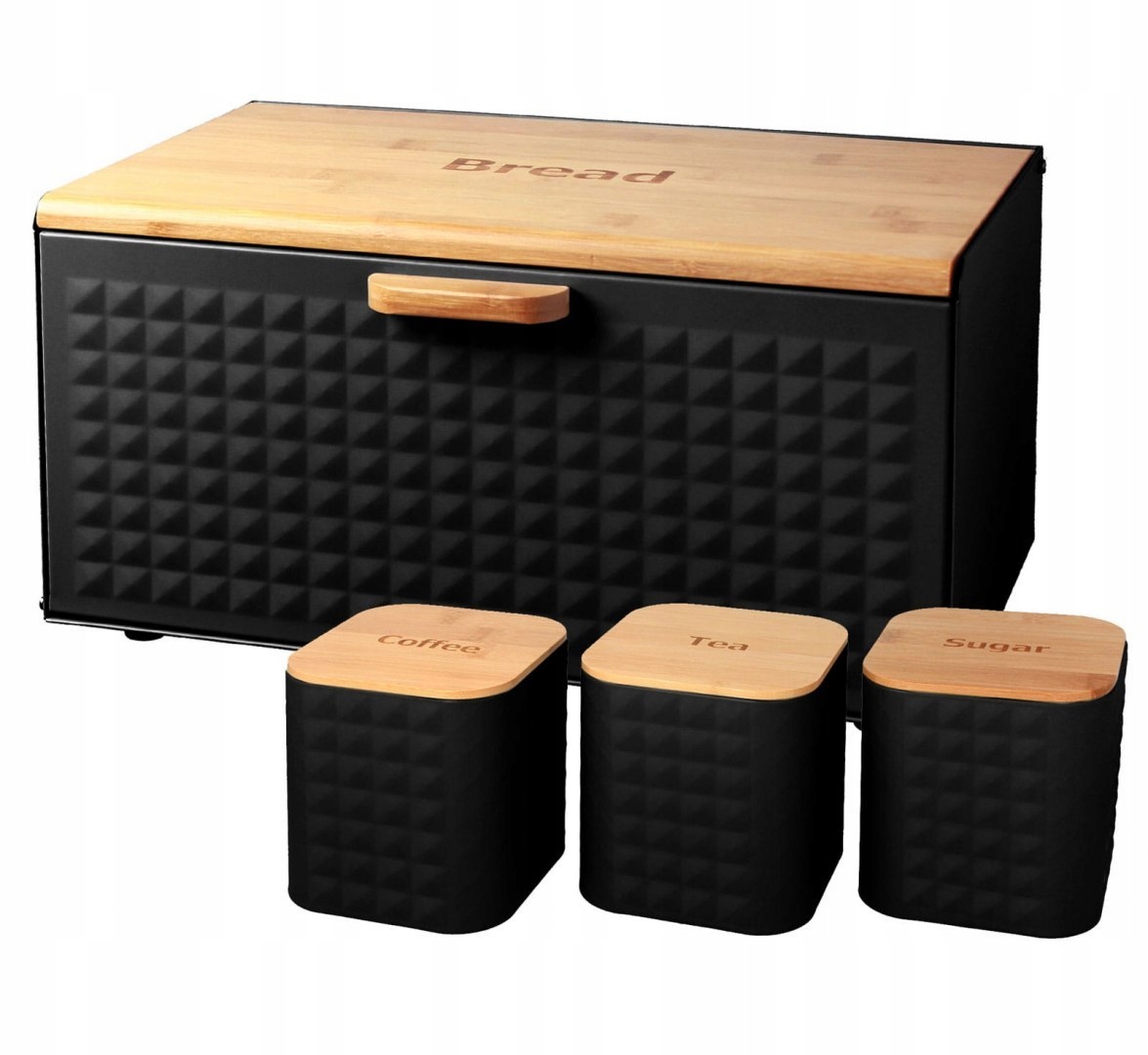 CHLEBAK + 3 POJEMNIKI zestaw Brunbeste CHLEBAK czarny stal bambus BB1627 EAN (GTIN) 5906716916275
