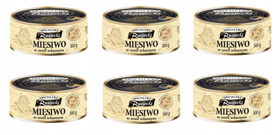 Levně 6 x 300 g Spichlerz Rusiecki, maso ve vlastní šťávě, Svařovací