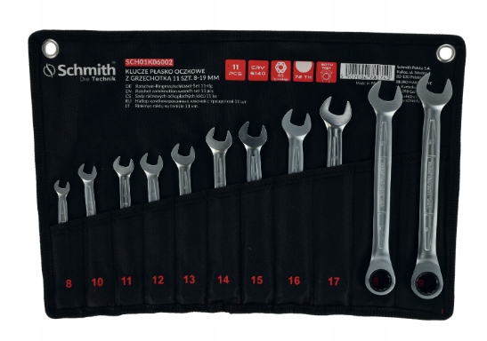 Schmith Set Očkoplochých Kľúčov S Hrkálkou 11 Ks 8-19 MM Pleucom