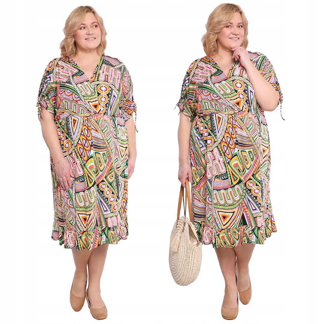 Šaty s barevným oranžovým vzorem 46/48