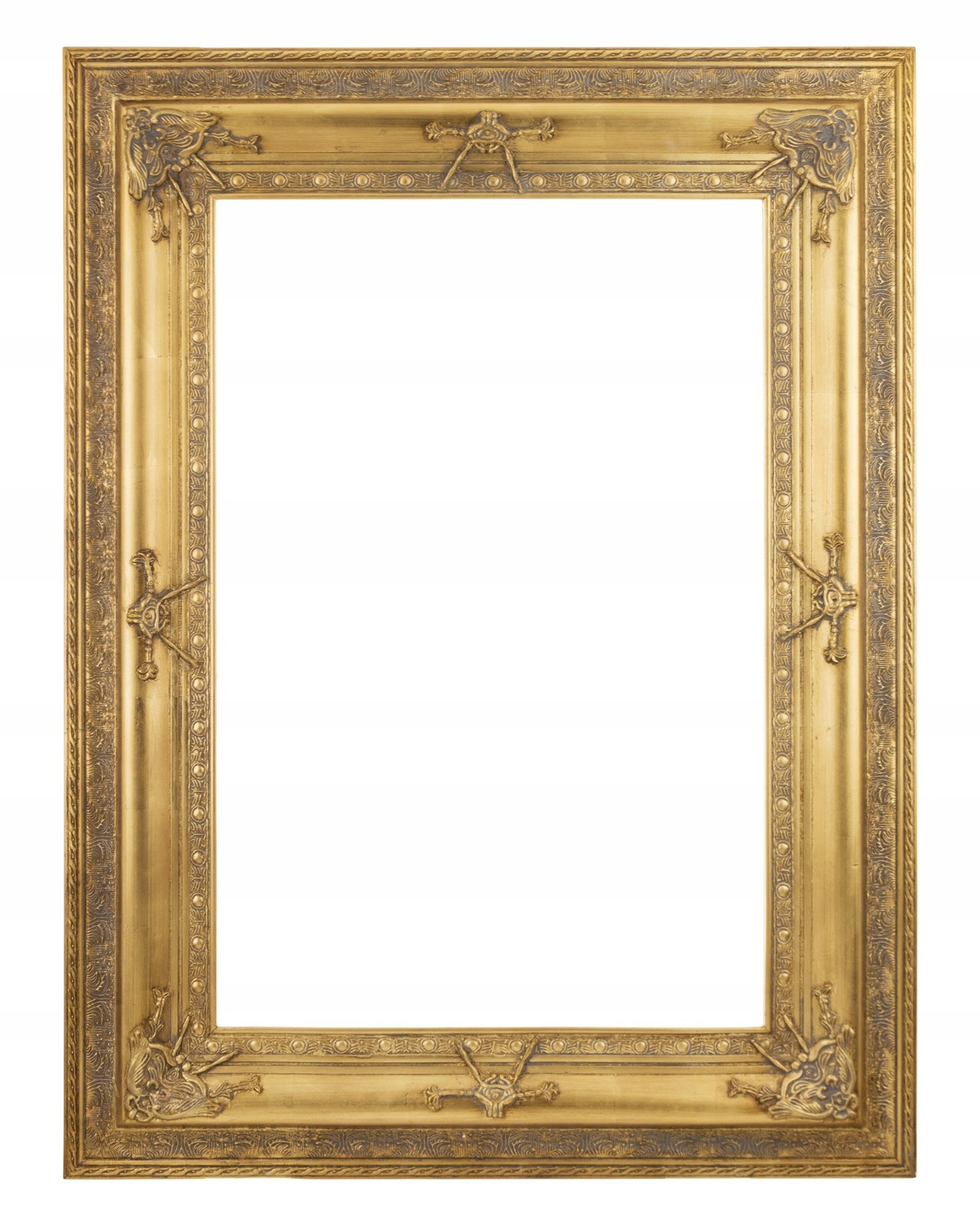 Starožitný zlatý rám s ozdobnými ozdobami, 120 x 80 cm