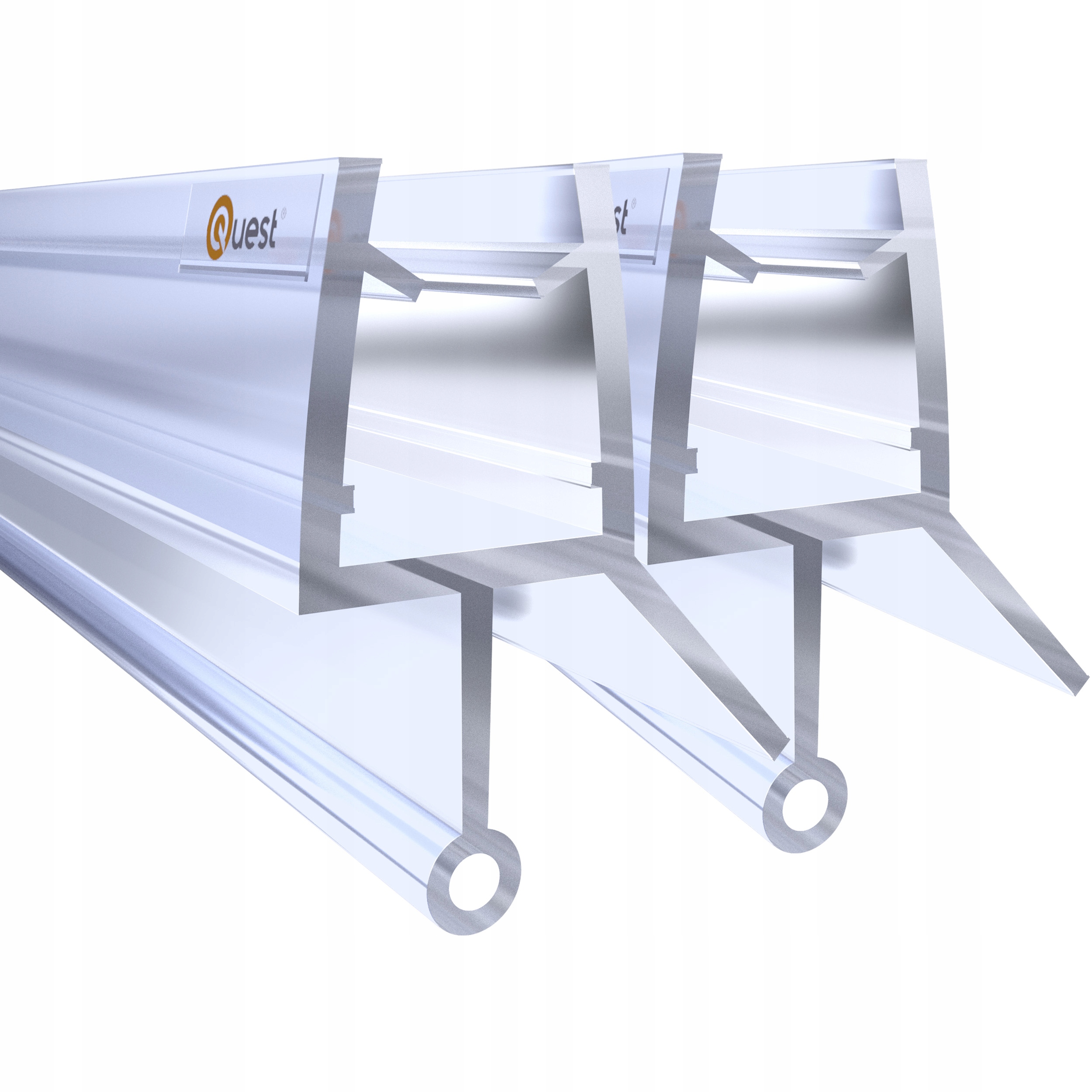 Spodná sprchová tesniaca podložka 100 cm priehľadná, okrúhla, zaoblená, 2 ks