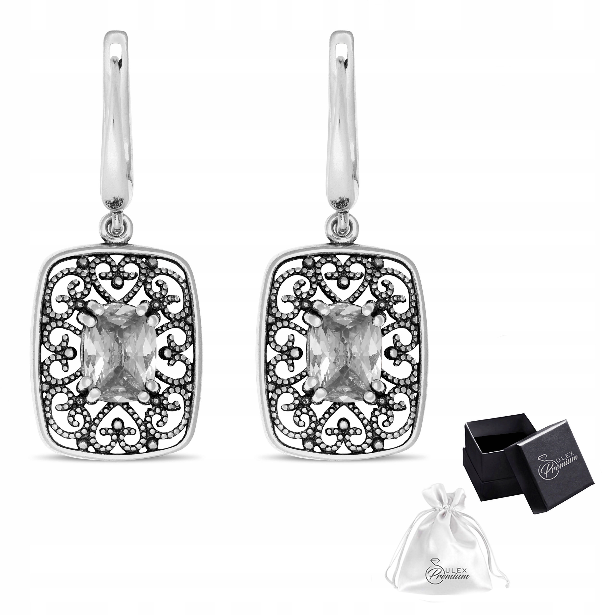 Náušnice Stříbro ryzost 925 Elegantní Náušnice ve stylu Vintage se zirkonem