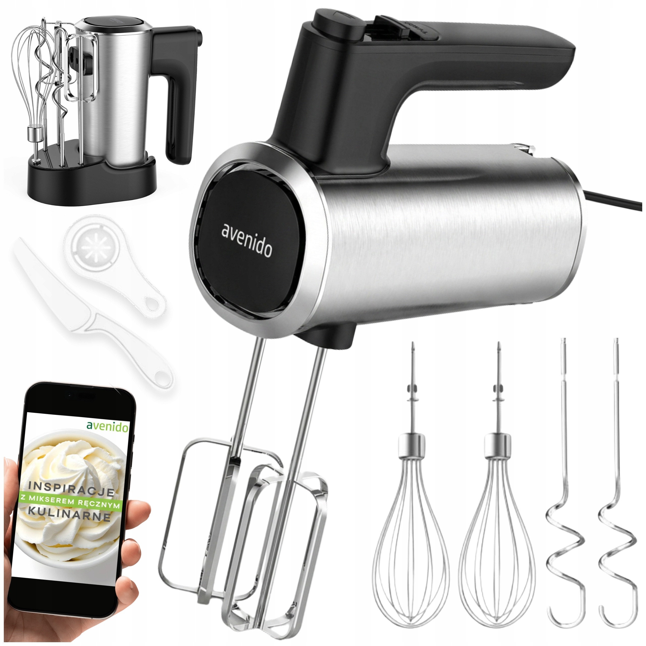Silný ruční mixér 900 W avenido AV4234 6 Nástavců Pomalý start 5 Rychlostí