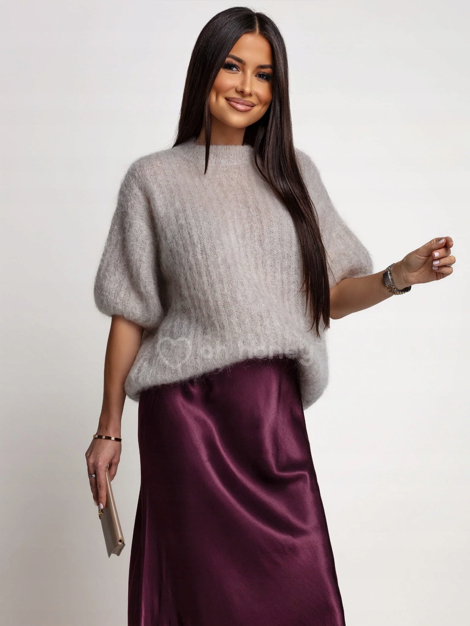 Svetr 81% Kid Moher Béžová Fluffy Uni