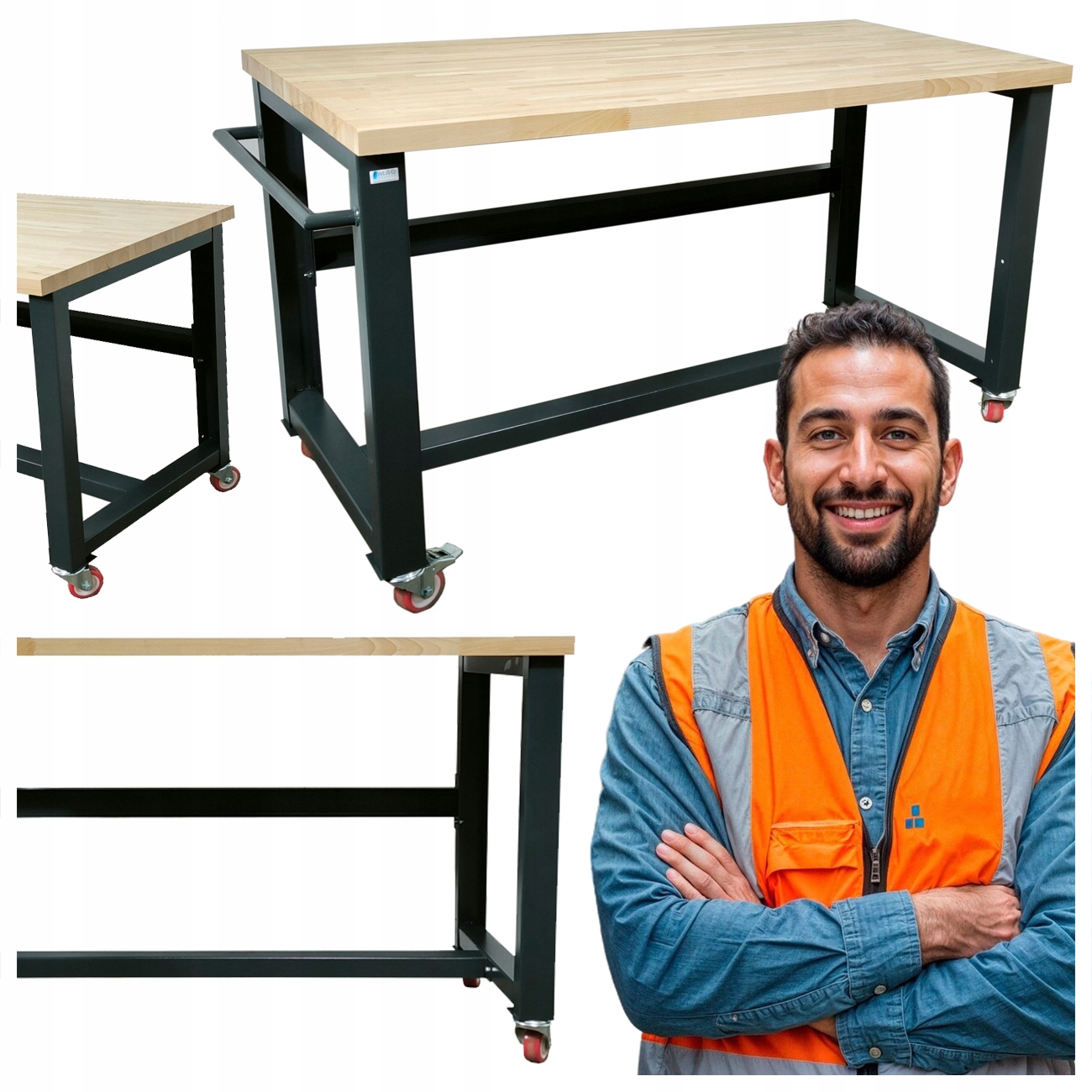 Mobilní Pracovní Stůl S Kolečky, Silný, 145X68X83 CM, P-1402