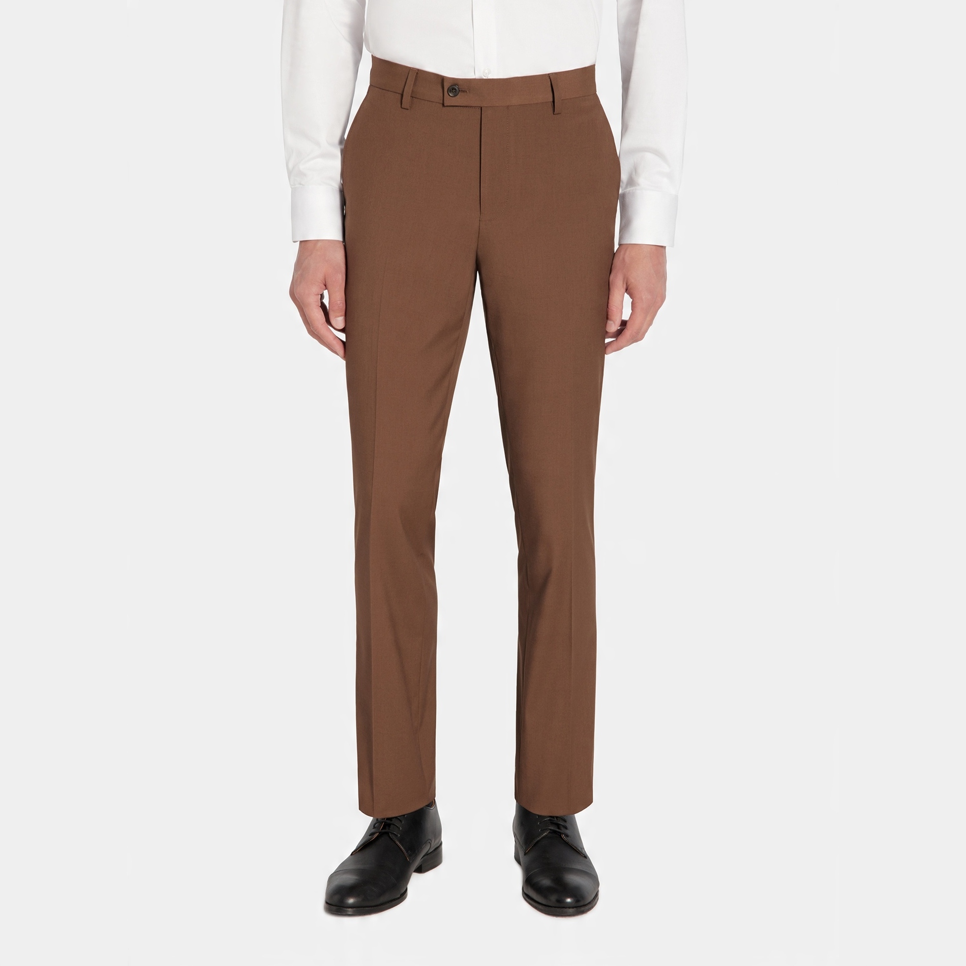 Hnědé hladké oblekové kalhoty Na svatební hostina Pako Lorente vel