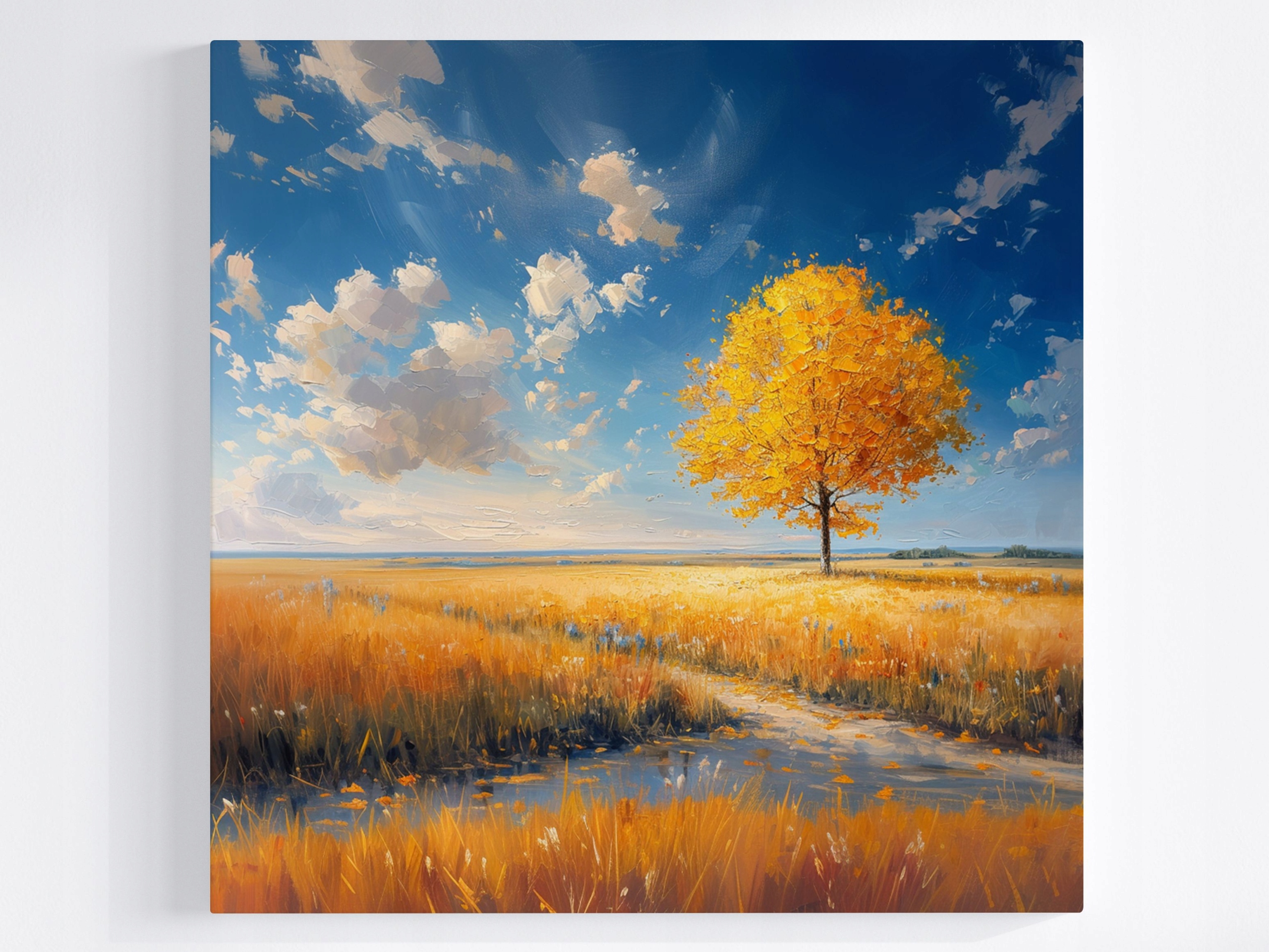 Obraz Na Plátně Canvas Zlatý Podzim Osamělé Dřevo Louka Krajina 50x50