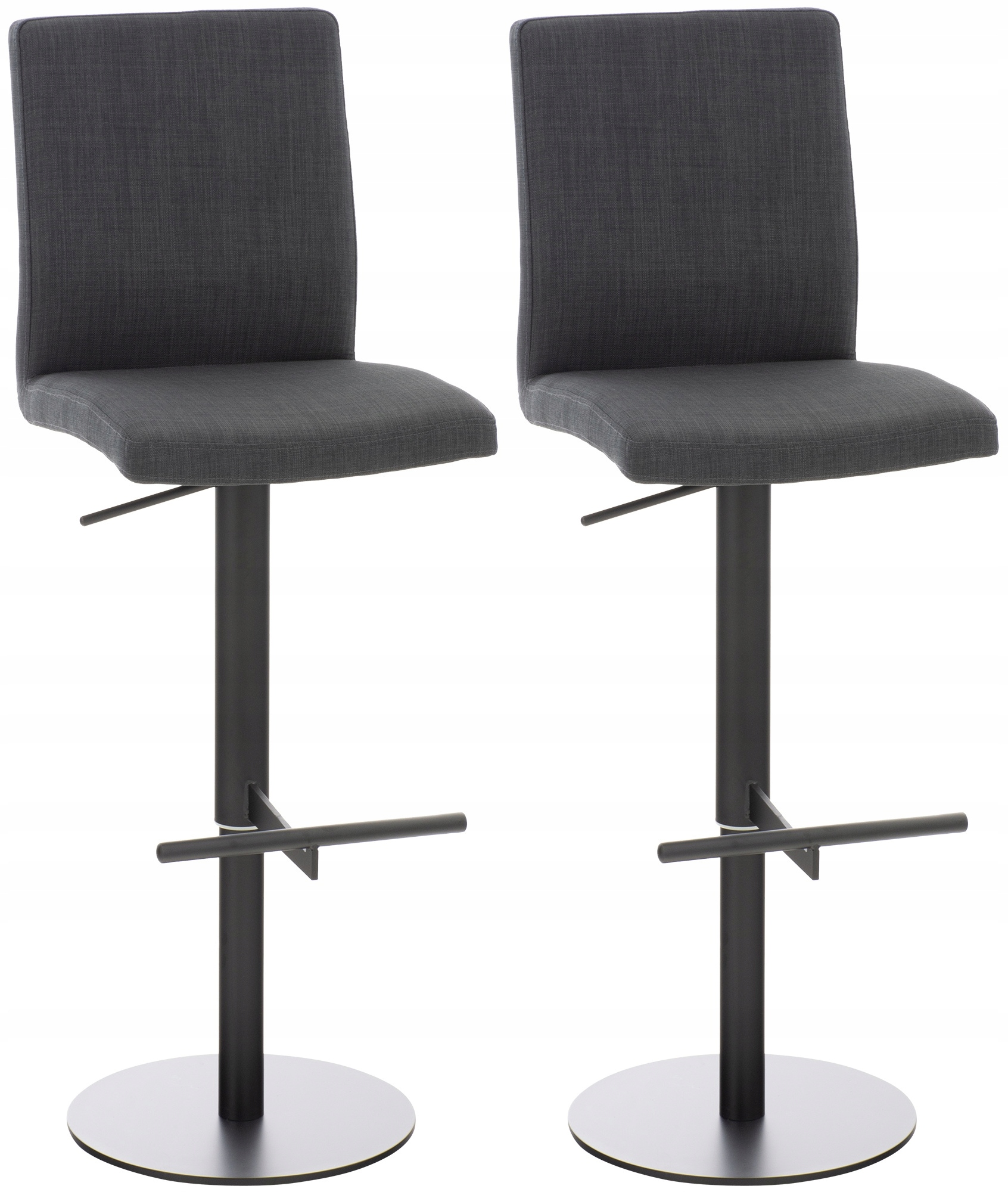 Zestaw 2 hokerów barowych Cadiz tkanina czarna, ciemnoszara