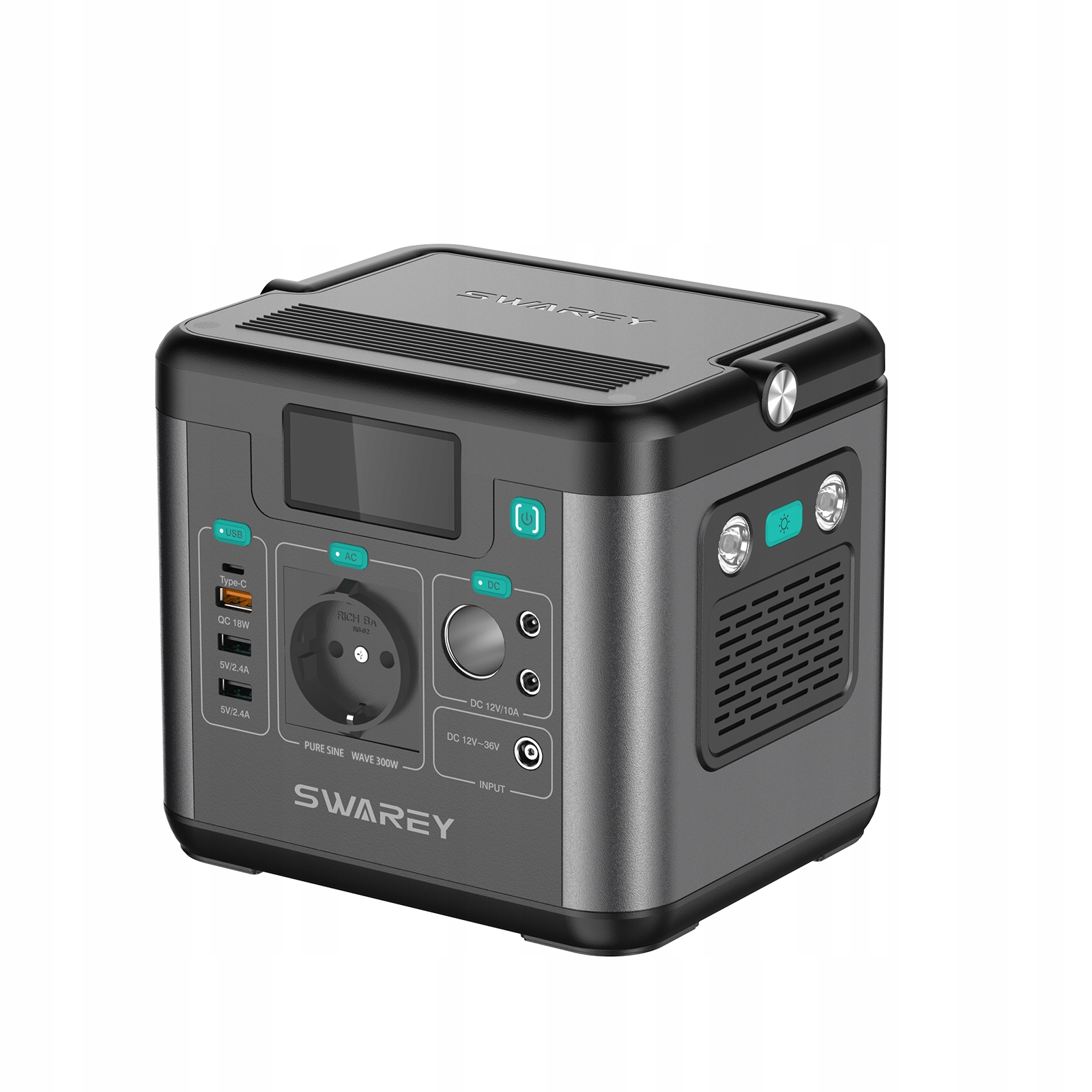 SWAREY Power Solar Generator Bank 222Wh 300W wyjście AC, PD 65 W USB-C Model S160
