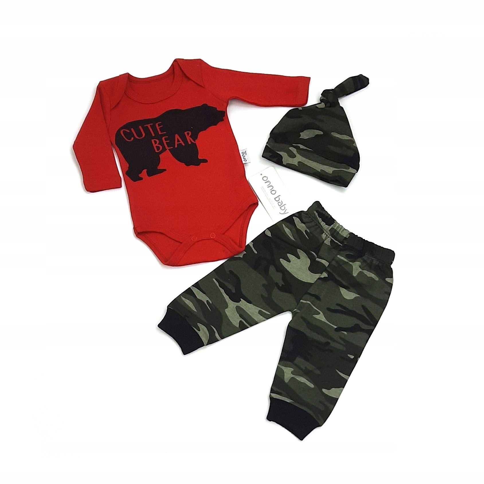 

Komplet 74 Body Długi Rękaw Spodnie Czapeczka