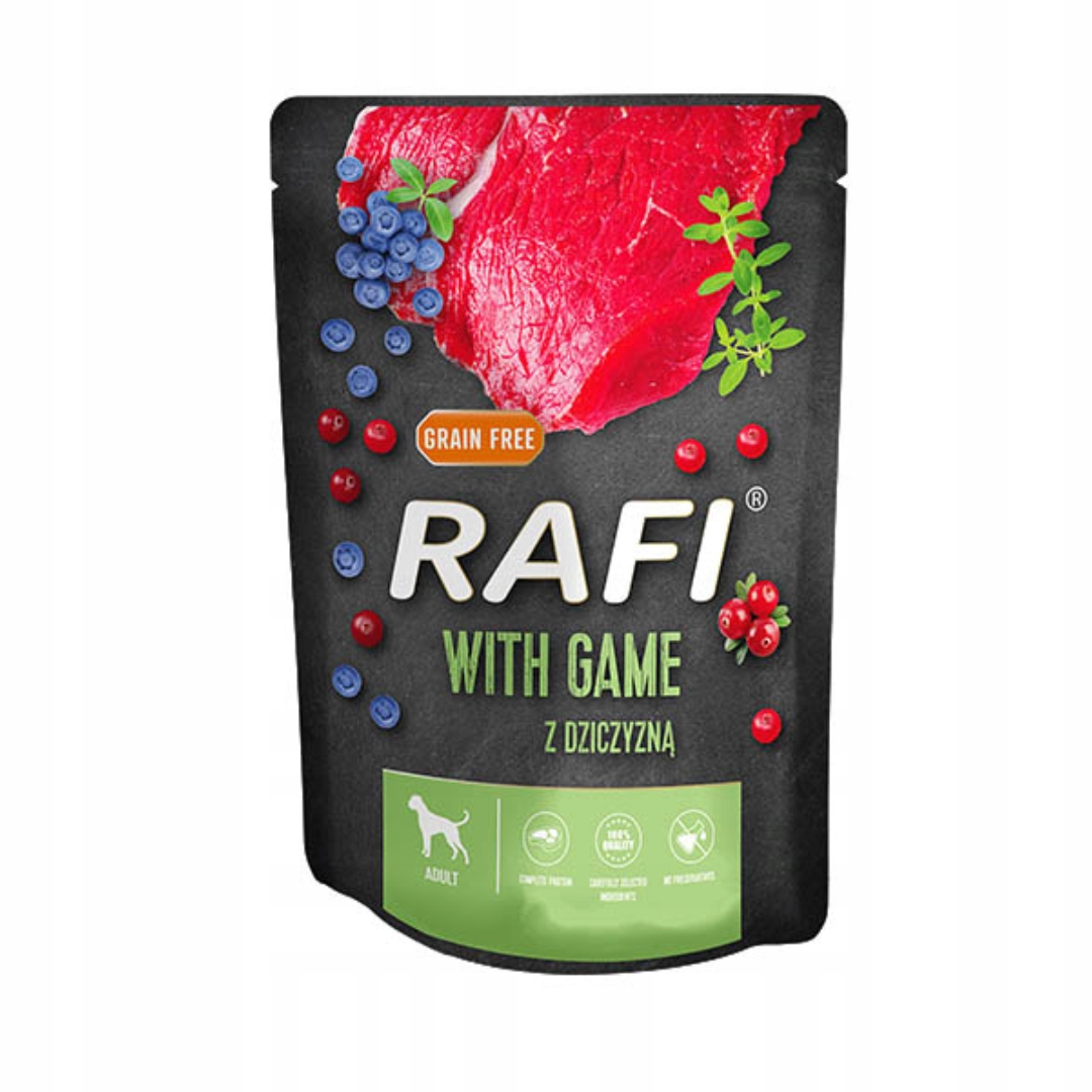 Levně Rafi Vlhké krmivo pro dospělé psy všech plemen se zvěřinou – sáček
