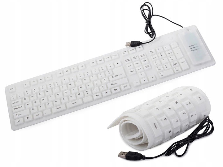 KLAWIATURA SILIKONOWA GUMOWA BIAŁA USB NUMERYCZNA WODOODPORNA ELASTYCZNA