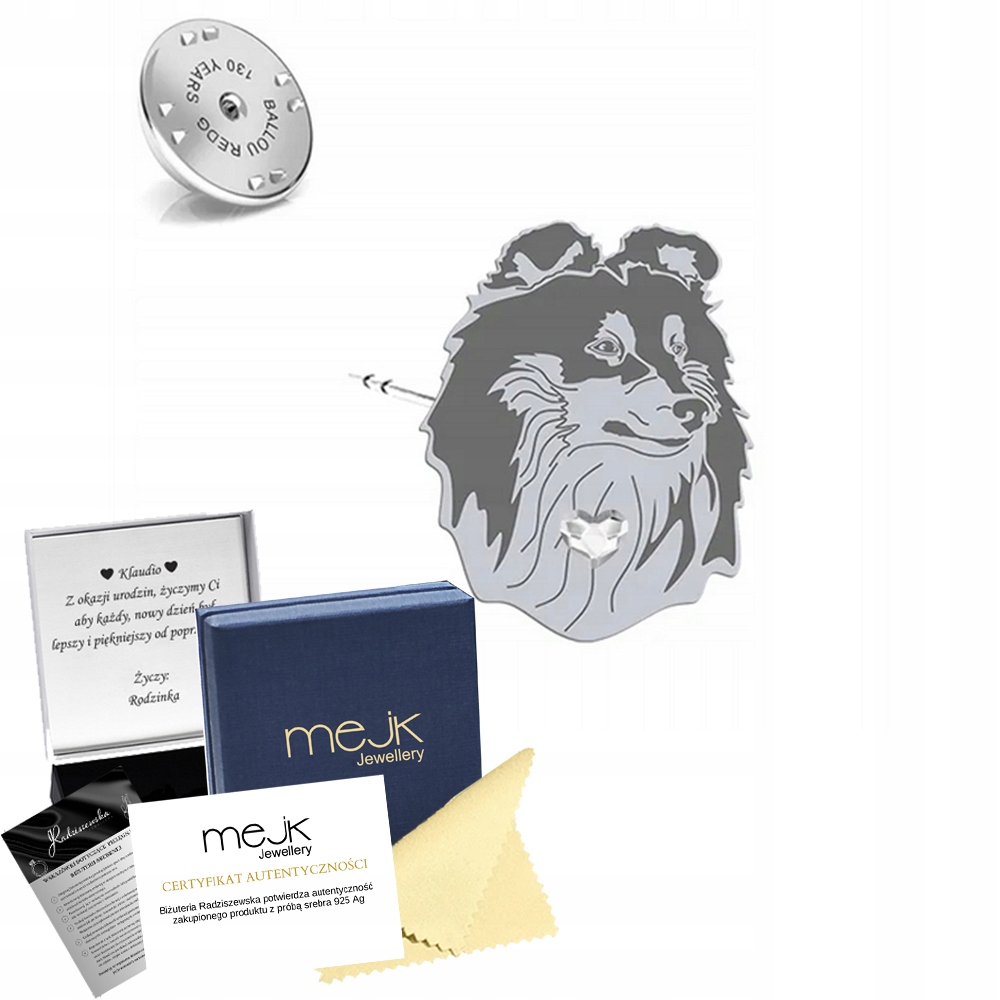 Odznak Stříbrná se psem Shetlandský ovčák 925 Brož Šperky Dedikace