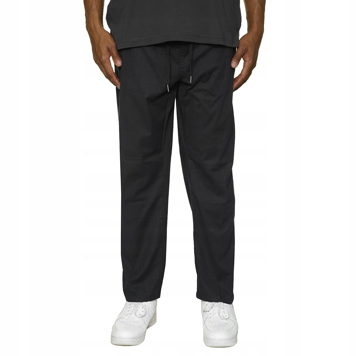 Duże męskie lniane spodnie Easy E2283 Bk 2XL