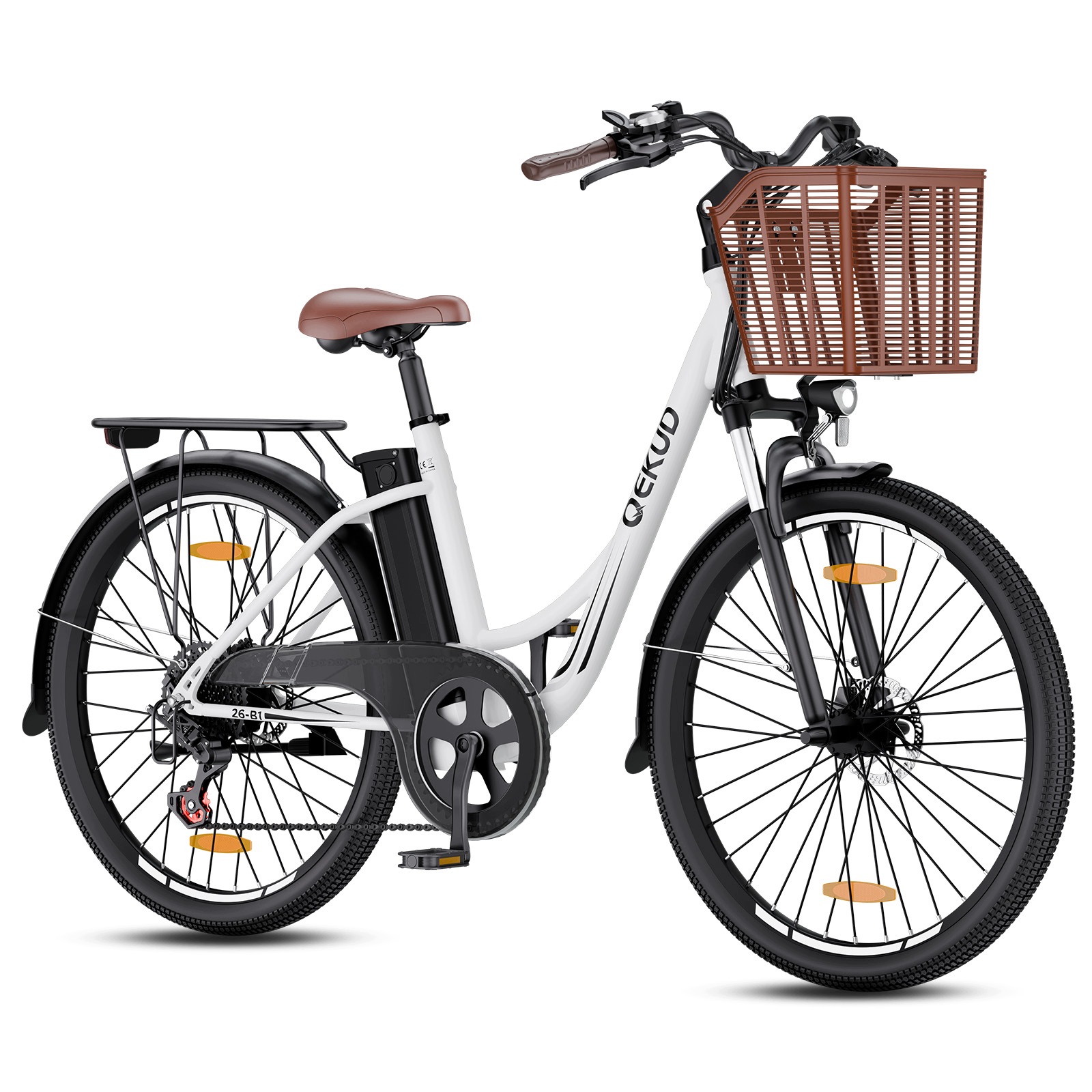 Elektrokolo Qekud 26-B1 250W 36V 13,5Ah 26" kola 7rychlostní kotoučová brzda, šedobílá