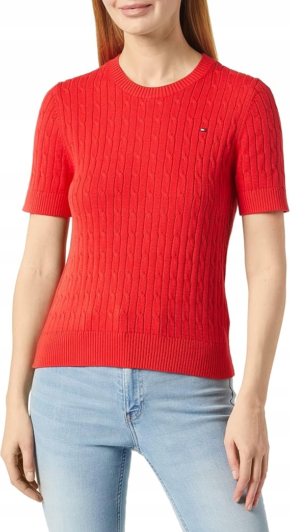 Tommy Hilfiger Červený Dámský Svetr S Krátkým Rukávem, Velikost 6EA