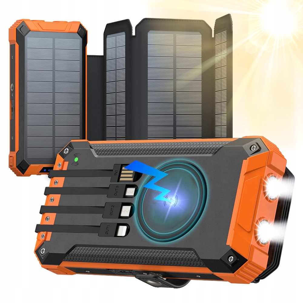 Solární Powerbanka 20000MAH Cestovní Hiking Pláž Fishing Camping Nouzový