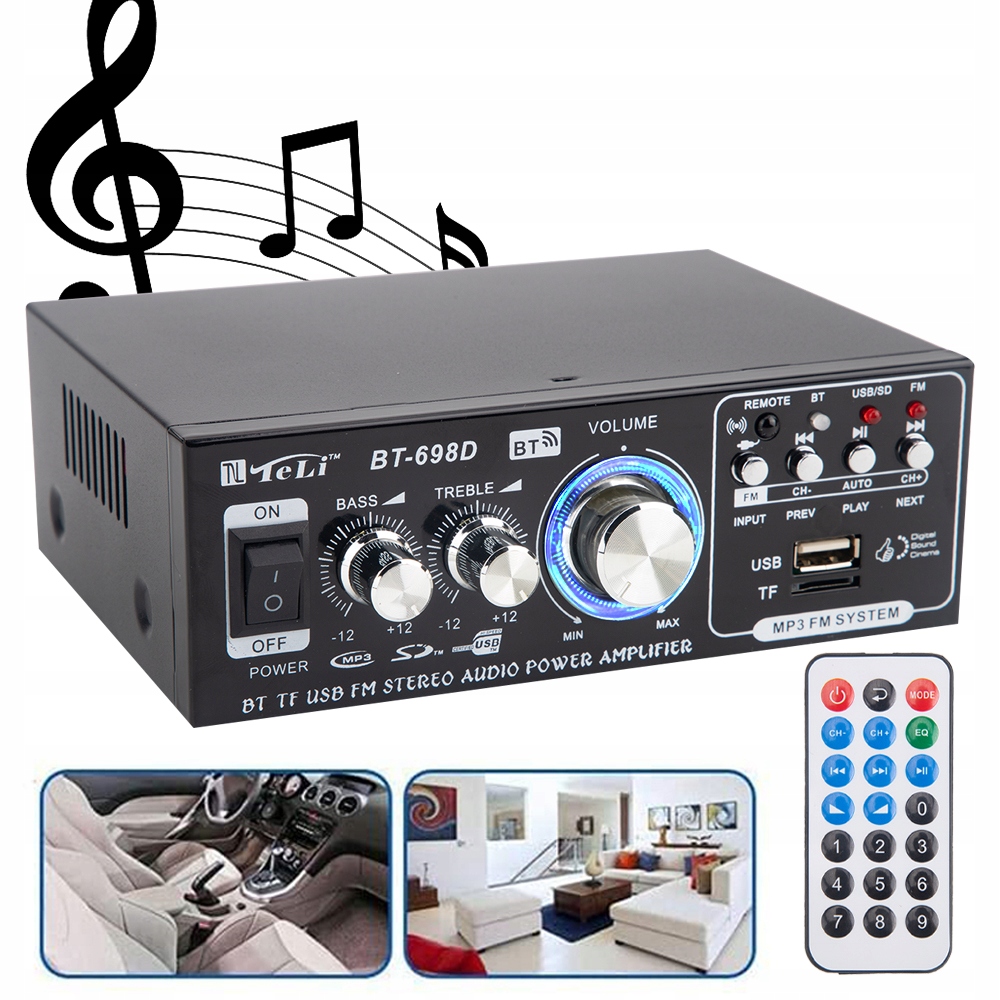 RADIO FM SAMOCHODOWE HIFI CYFROWY AUDIO AMPLITUNER WZMACNIACZ STEREO Waga produktu z opakowaniem jednostkowym 1 kg