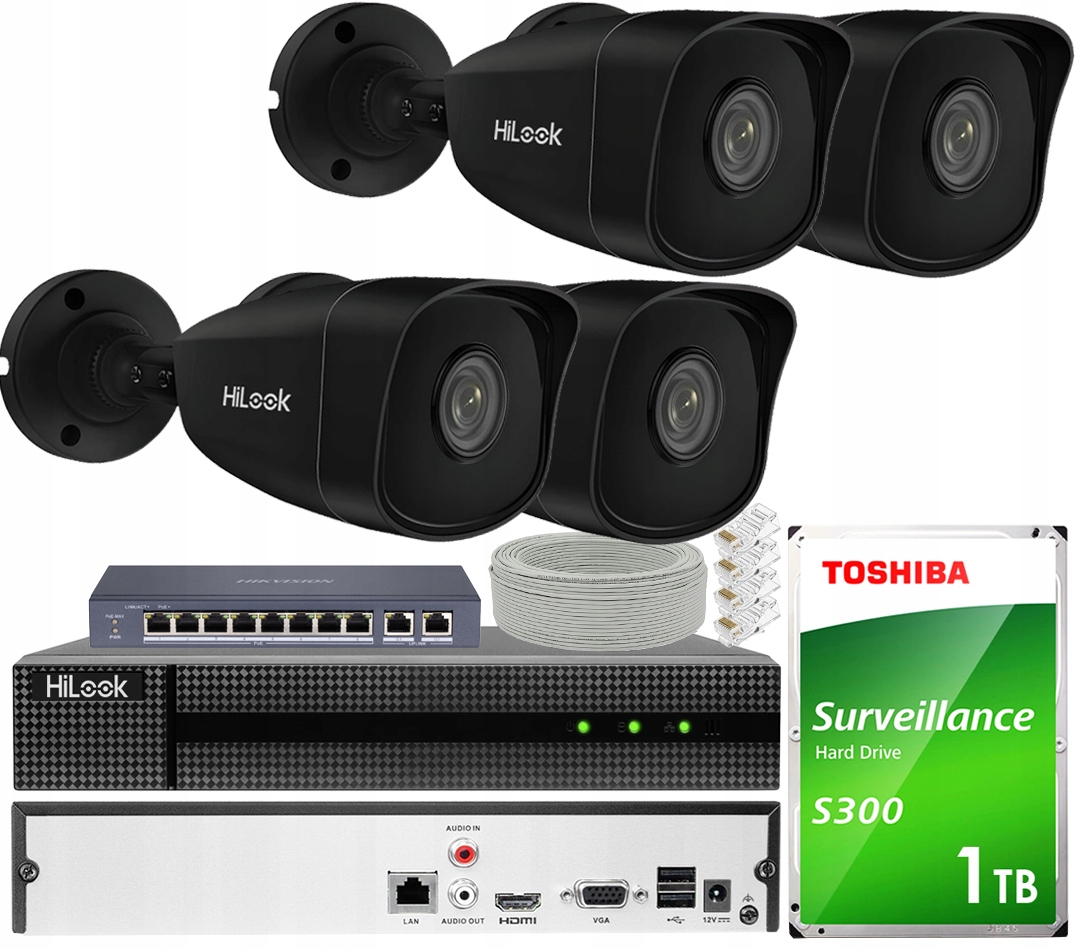Sada pro monitorování Hikvision NVR-8CH-5MP+IPCAM-BLACK PoE Kit HiLook