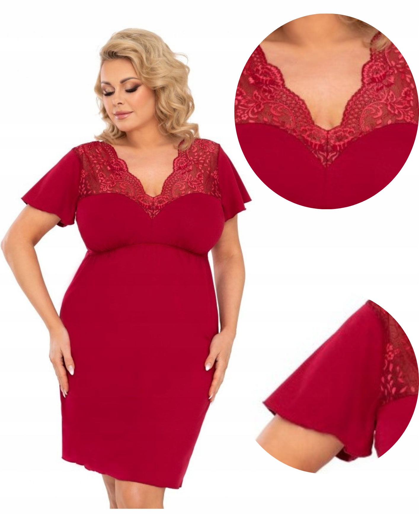 Donna Doris plus košile noční bordó 5XL/50
