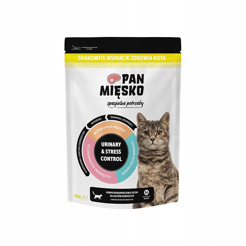 Pan Mięsko Urinary & Stress Control suché krmivo pro kočky 800 g