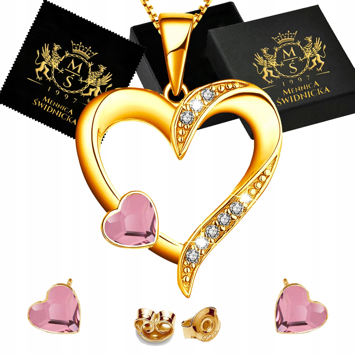 Sada šperků Zlaté Stříbro 925 Náhrdelník Náušnice Jako Dárek k Zirkony