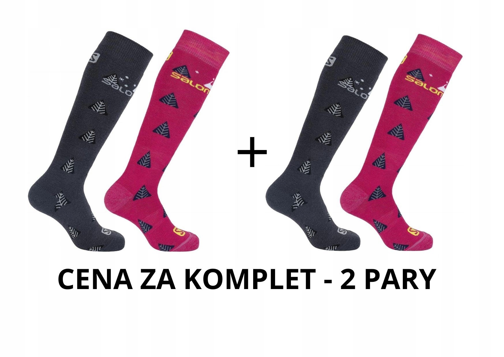 2 x Salomon Skarpety dla dzieci z wełną 34% Narciarskie Junior 2 Pary 23-26