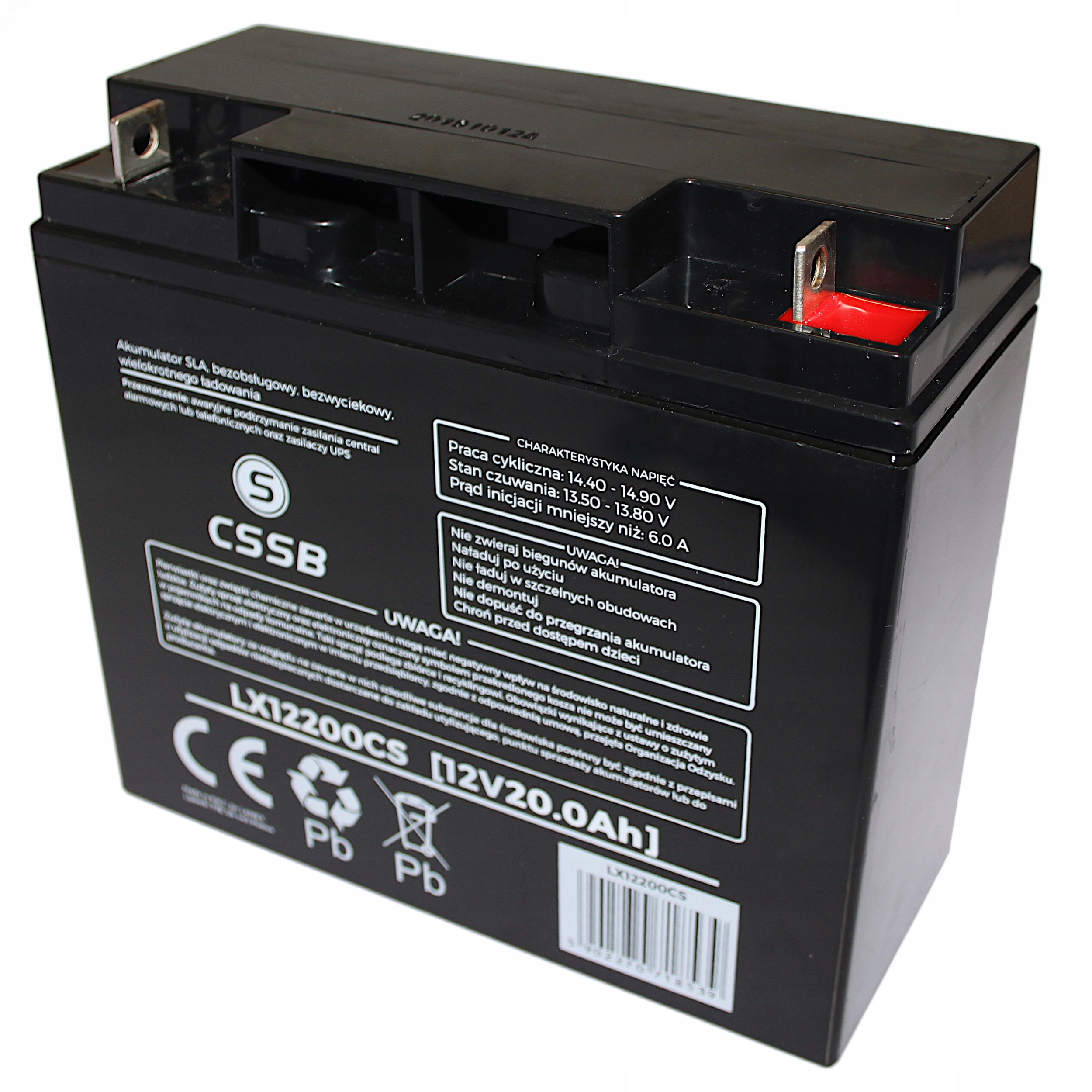 Akumulator Agm 12V 20Ah Cssb (wymiar 18Ah) do autka Ups rower solar alarm