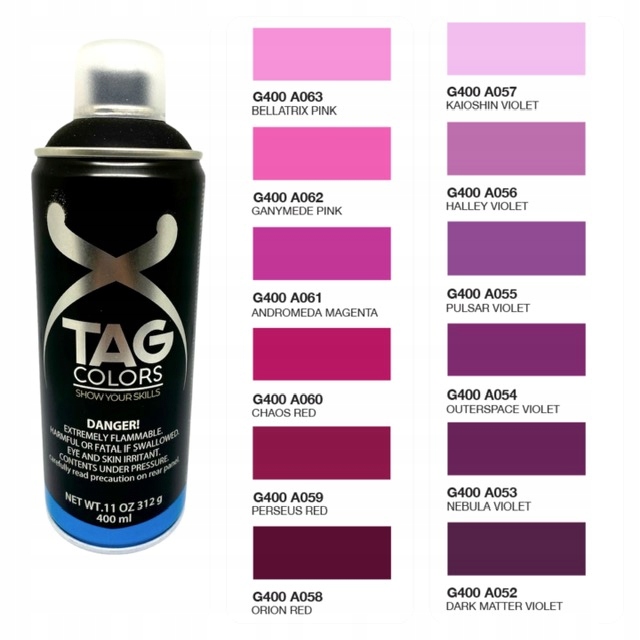 

Tag Colors Spray Graffiti lakier 400ml Różowy