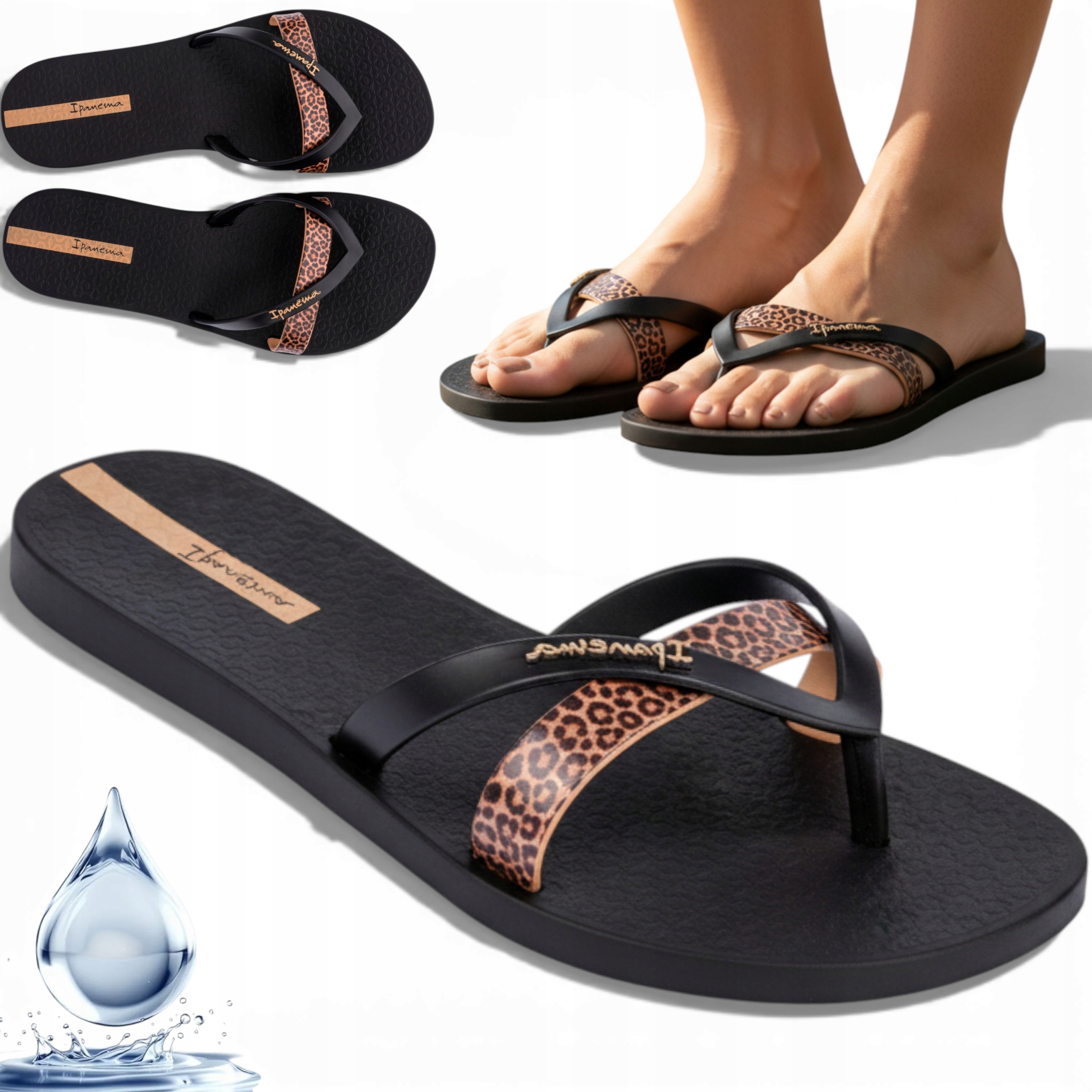 Dámské letní žabky 38 Prodyšné Nazouváky Plochá podrážka Černé Ipanema