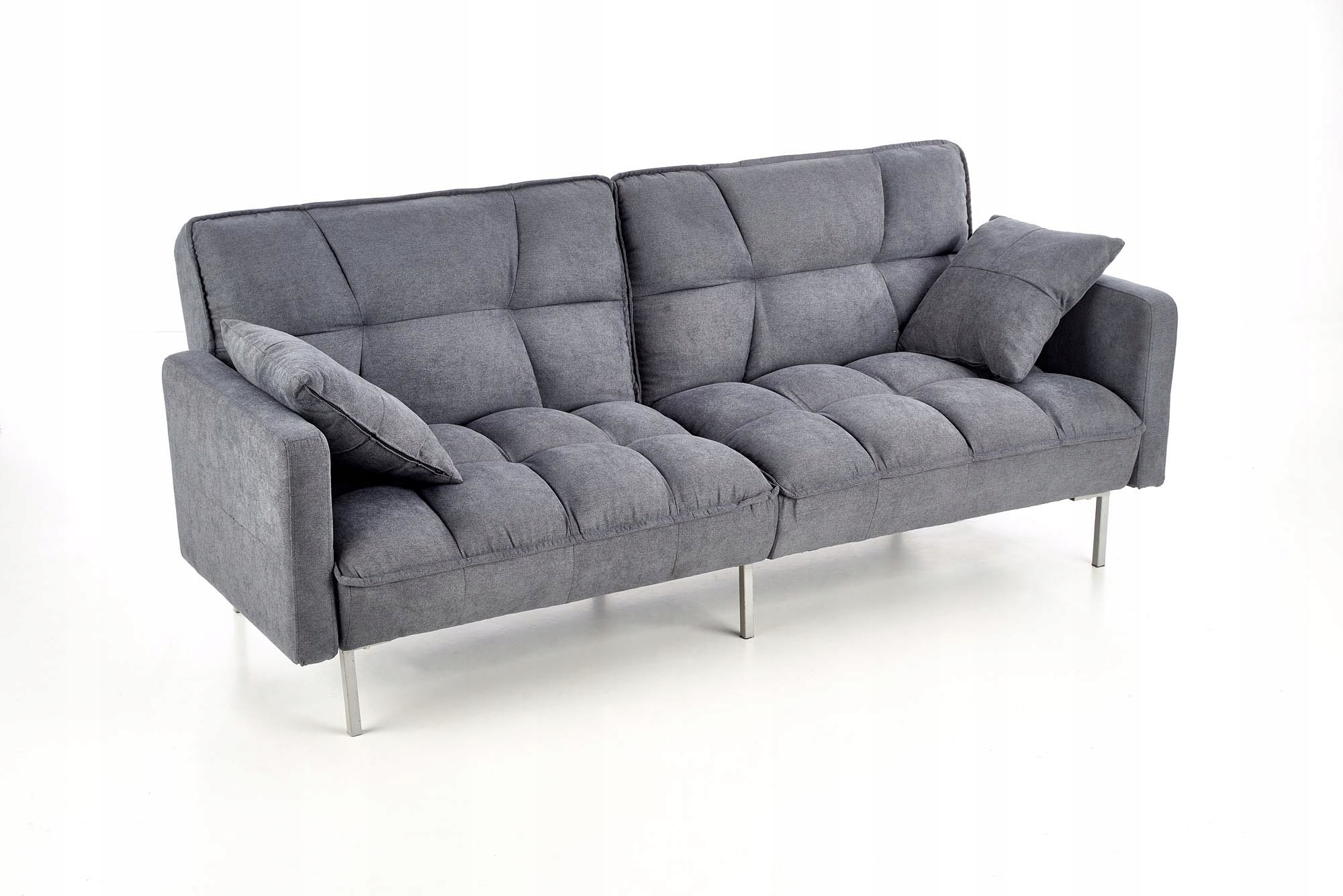 Sofa rozkładana pikowana szara Roberto Halmar z poduszkami