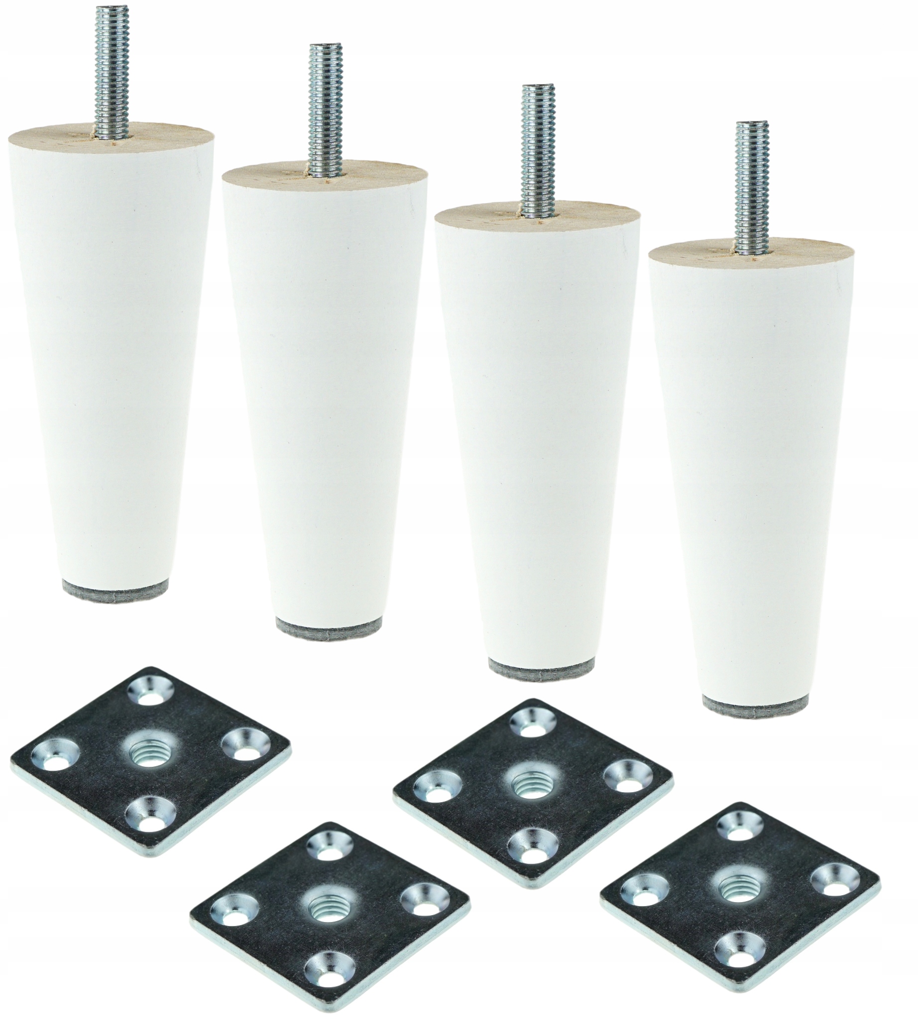 

Nogi Nóżki Drewniane białe 10 cm blachy zestaw