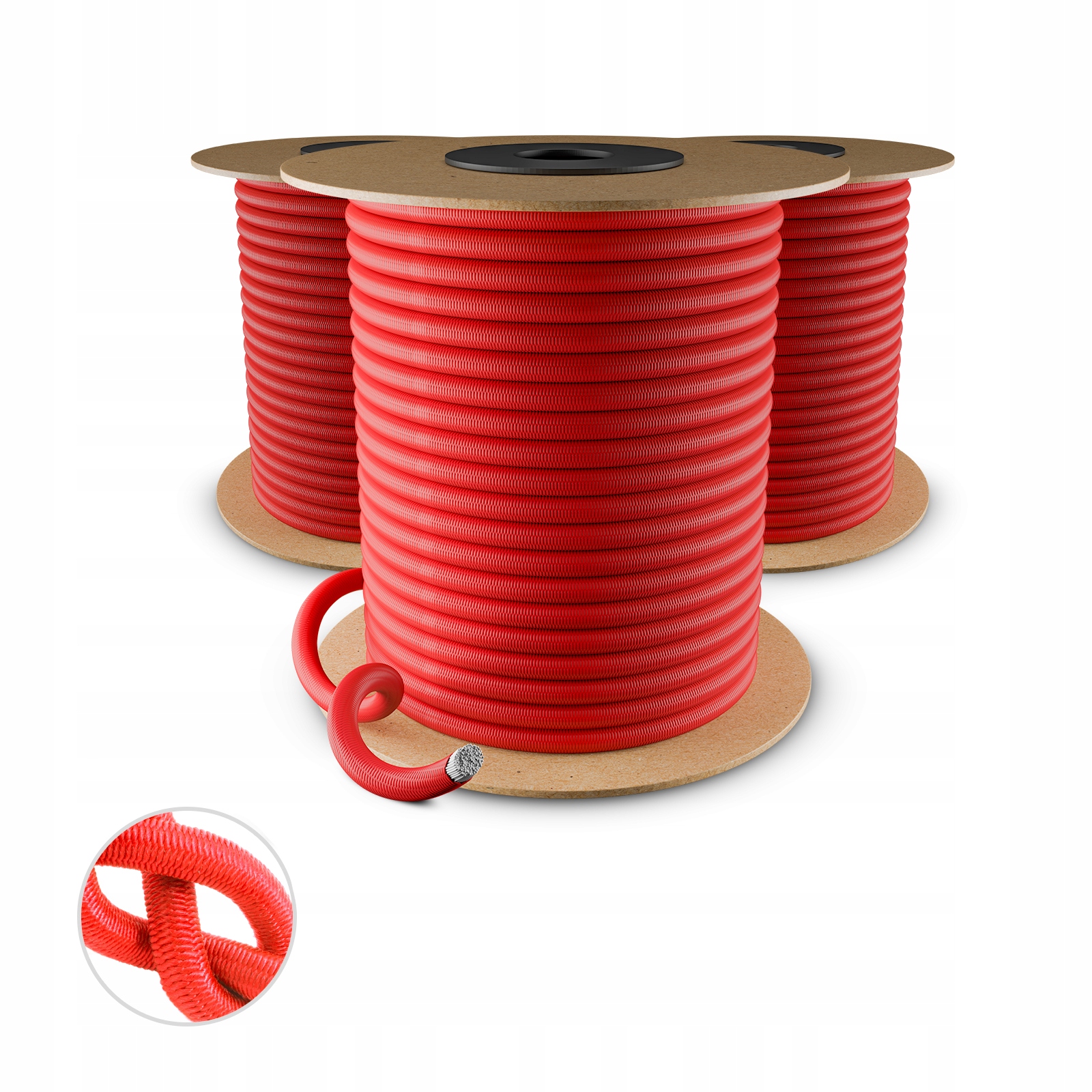 Elastické gumové lano Ekspandor Guma pro plachty na zavazadla Červená 12 mm 100 m