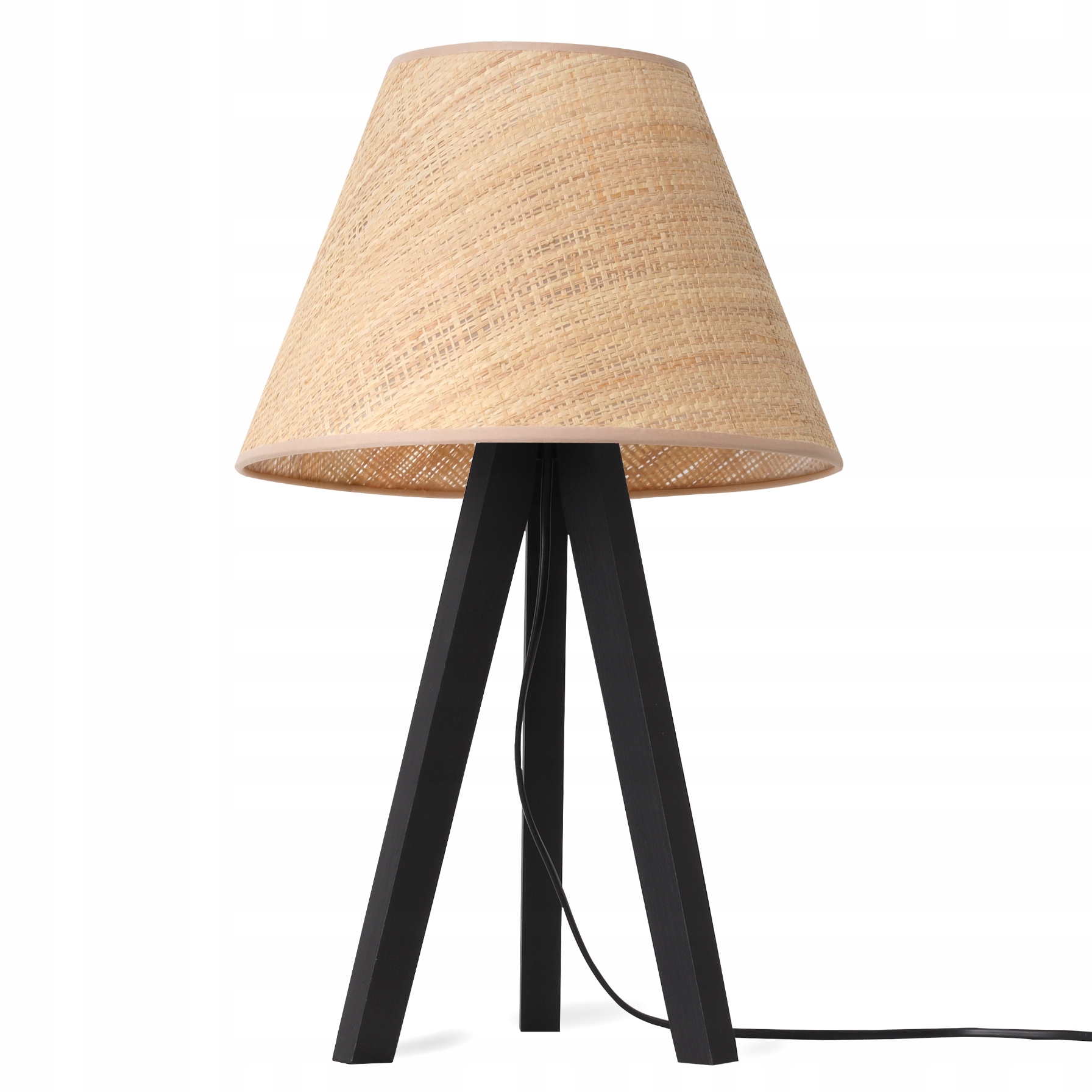 Noční Lampa Ratanová Stolní Lampa Trojnožka Černá S Stínítkem Do Ložnice