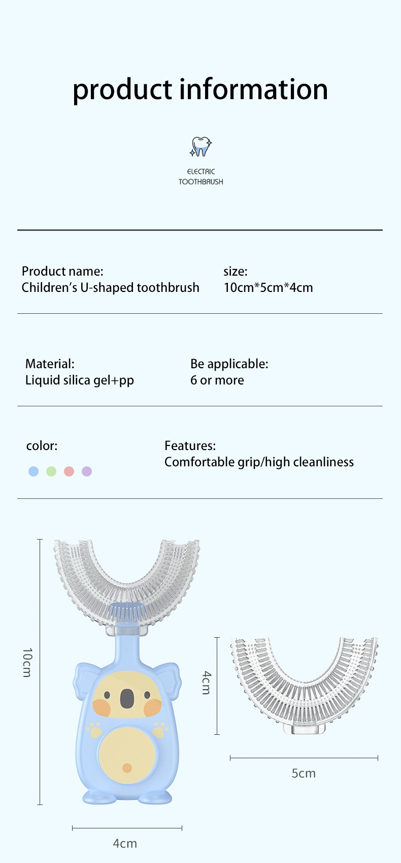 Szczoteczka do zębów dla dzieci 360 typu U Kolor dominujący róże i fiolety