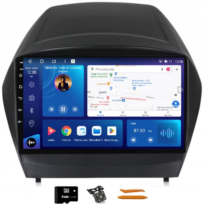 Rádio Android Gps Qled Carplay 128GB Lte Dsp Hyundai IX35 1 Tucson 2 09-15