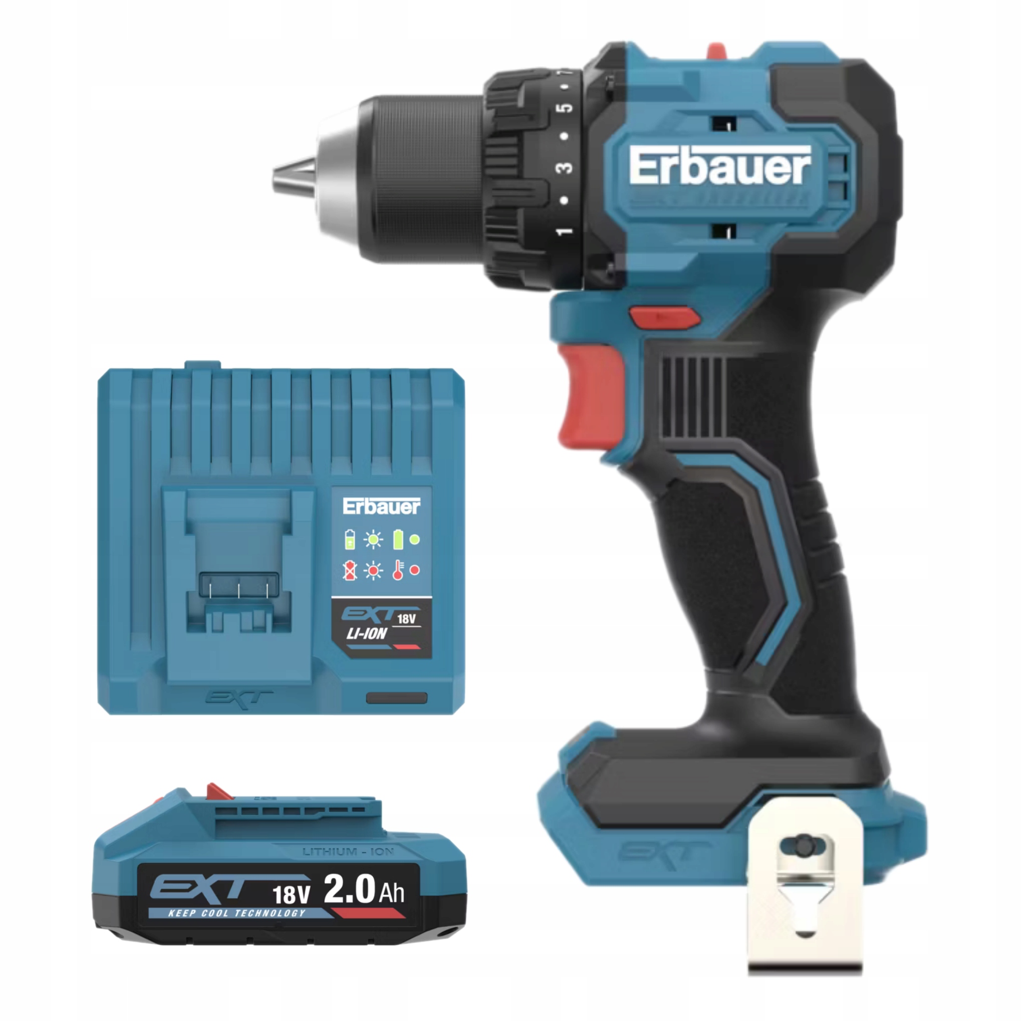 Wkrętarka bezszczotkowa Erbauer G2 ERI1096DDH Ext 18V 75Nm Aku +ładowarka