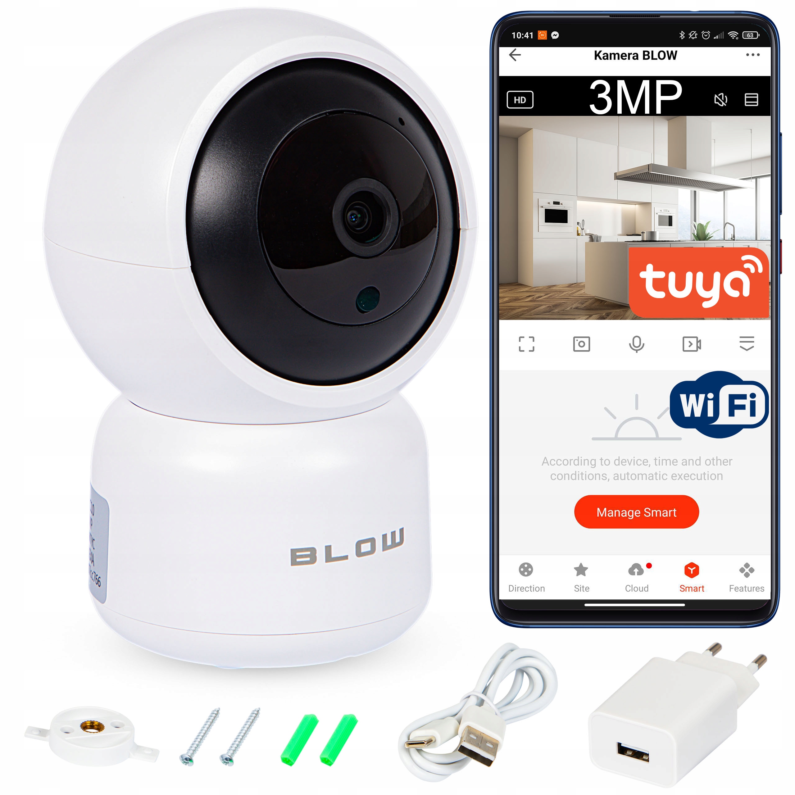 Otočná Kamera Wifi Ip 3MP Ultra Hd Chůvička Elektronická Audio Tuya Smart