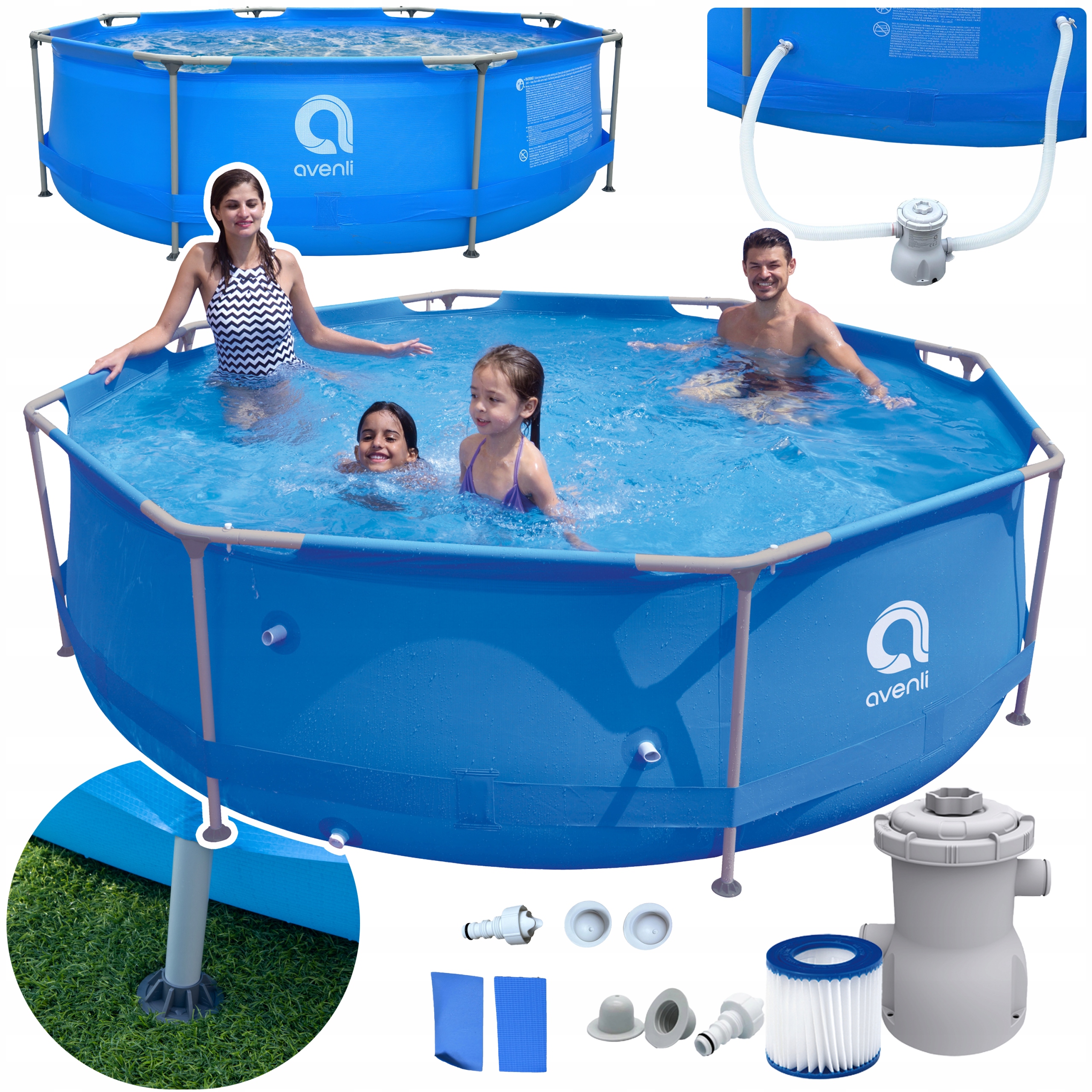 Basen Ogrodowy Stelażowy Okrągły 360x76cm Pompa Filtr Model 2025 Zestaw