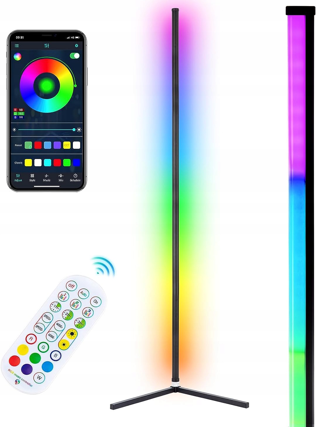 LAMPA PODŁOGOWA STOJĄCA NAROŻNIKOWA LED